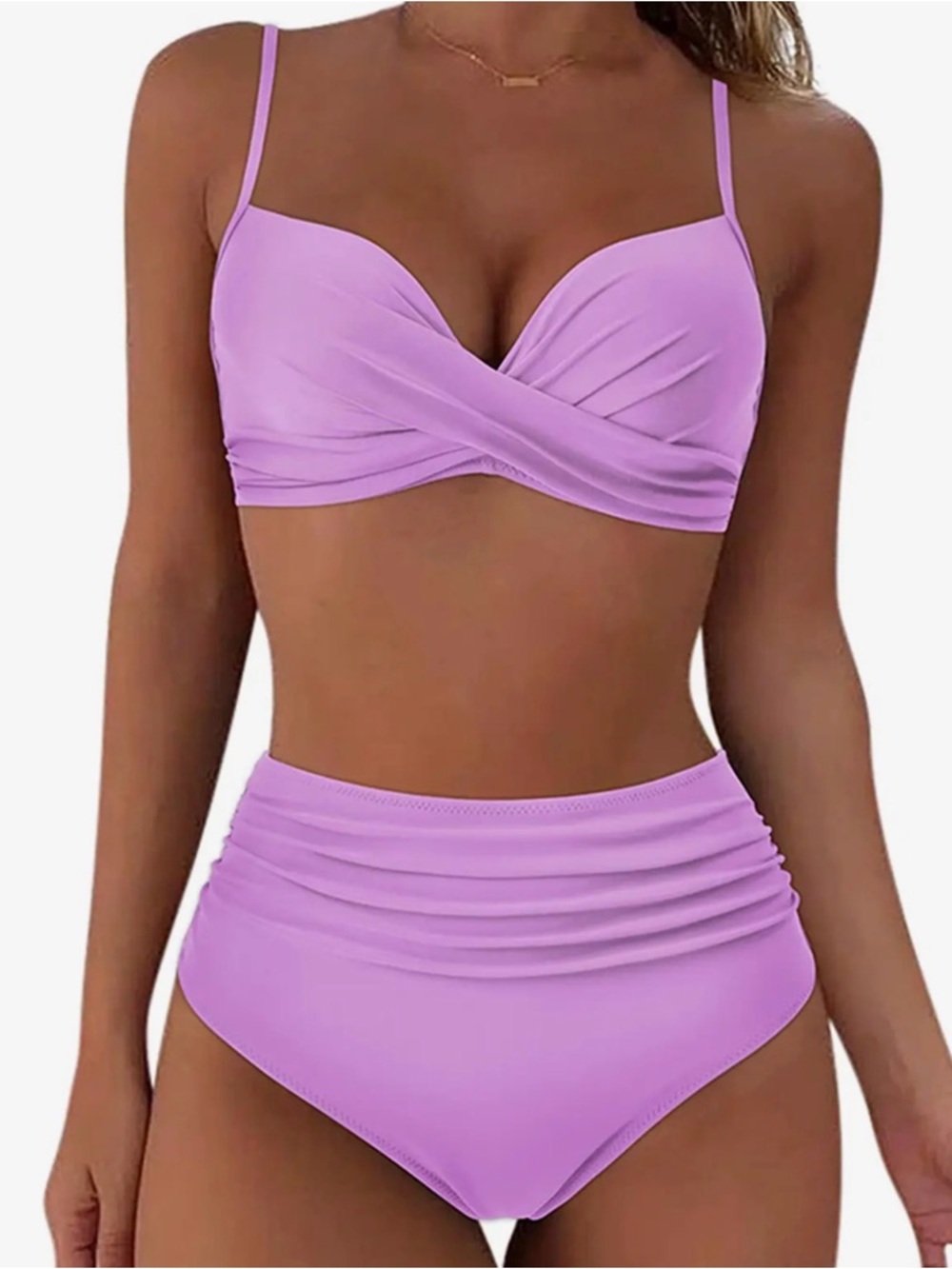 Twist Front High Waist Two Piece Bikini Swimsuit Size Large NEW